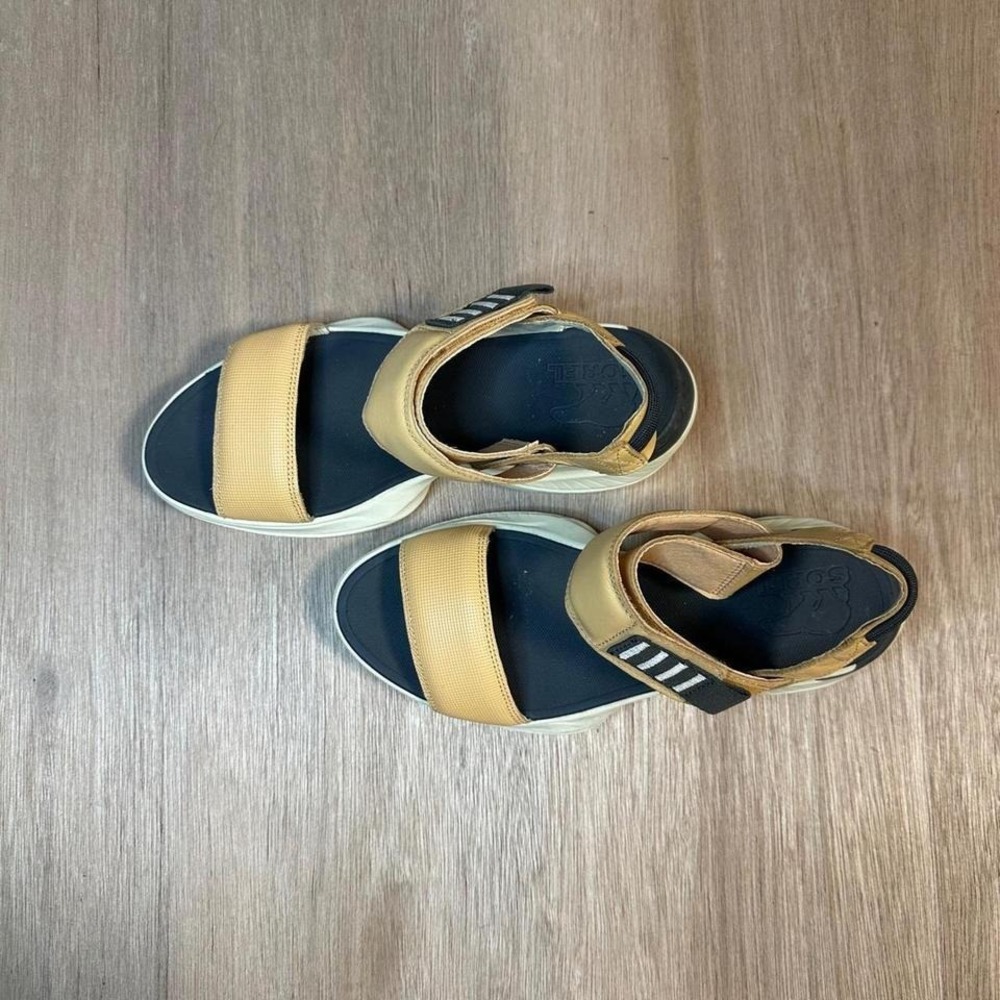 Sorel Women's Beige Leather Sporty Platform Sandals Size 8.5 - Picture 3 of 7